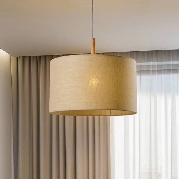  Tk Lighting Tk Lighting Lámpara Colgante Deva Nature, 1 Luz, Pantalla Textil 