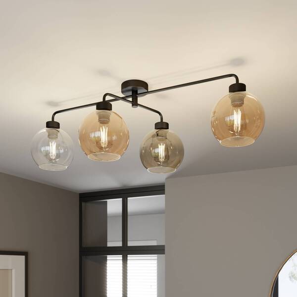  Tk Lighting Tk Lighting Lámpara De Techo Cubus 4 Luces Transparente/ámbar/gris 