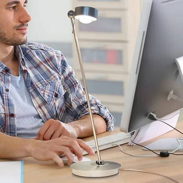  Top Light Top Light Lámpara De Mesa Led Puk Table Single Níquel Mate 