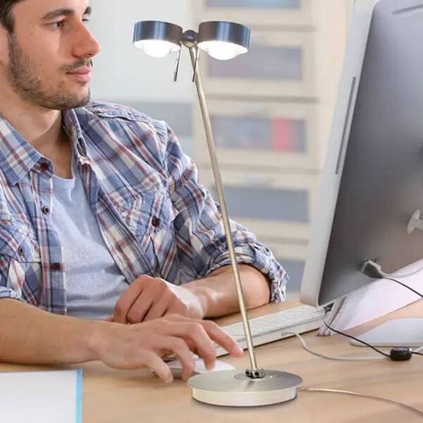 Top Light Top Light Lámpara De Mesa Led Puk Table Twin Cromo 