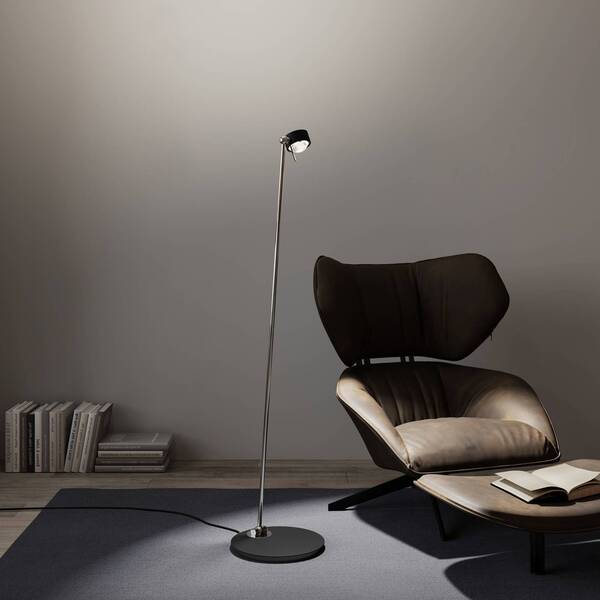  Top Light Top Light Puk! 80 Floor Led Lentes Claras/mate Negro/cromo 