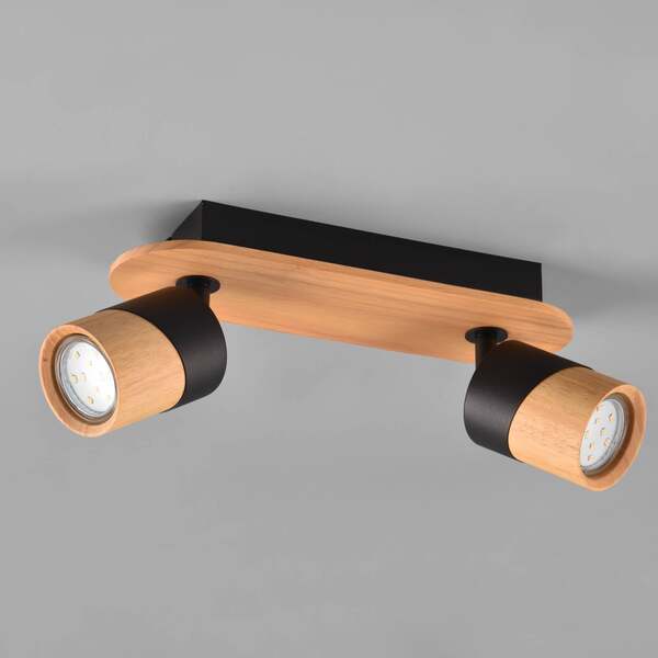  Trio Lighting Trio Lighting Foco De Techo Aruni De Madera, 2 Luces Negro 
