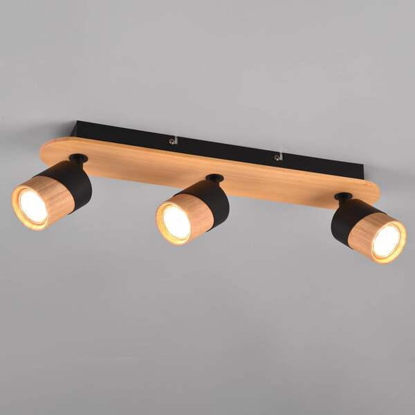  Trio Lighting Trio Lighting Foco De Techo Aruni De Madera, 3 Luces Negro 