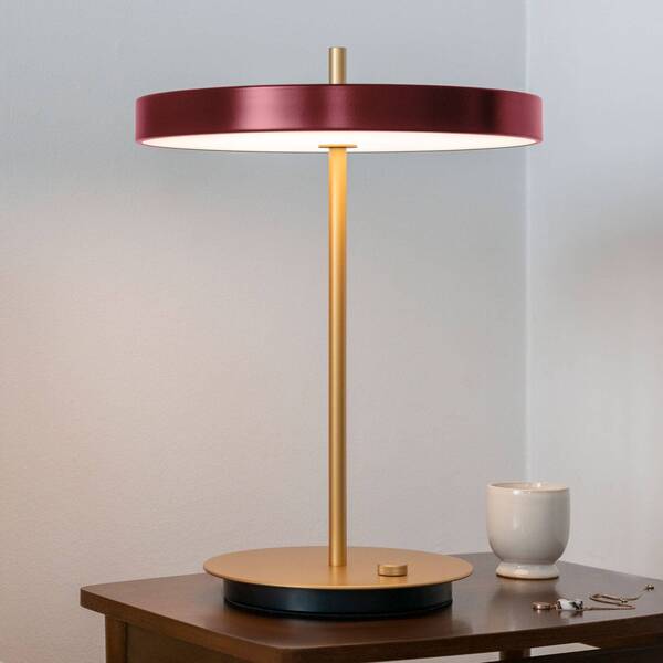  Umage Umage Lámpara De Mesa Led Asteria Table, Usb, Rojo Rubí/latón 