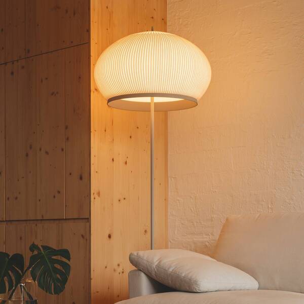  Vibia Lámpara De Pie Led Knit De Vibia, 170 X 45 Cm, Beige Textil/metal 