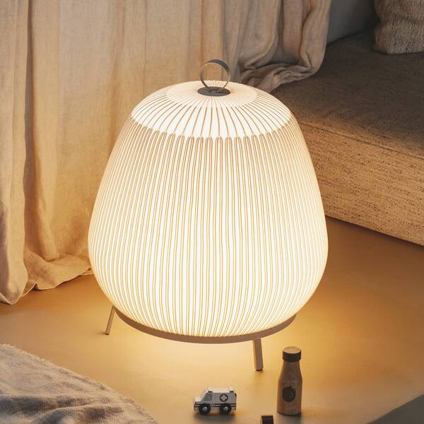  Vibia Lámpara Led De Suelo Knit De Vibia, 55 X 45 Cm, Beige, Textil 