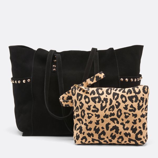  La Redoute Collections La Redoute Collections Bolso Tote De Piel Suave, Monedero Con Estampado De Leopardo. Talla Talla única. Color 