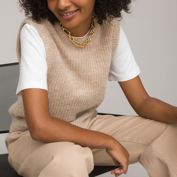 La Redoute Collections La Redoute Collections Jersey Sin Mangas De Cuello Redondo En Mezcla De Alpaca, Signature Anette. Talla M. Color 