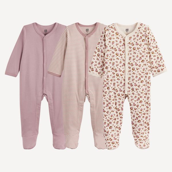  La Redoute Collections La Redoute Collections Lote De 3 Peleles De Algodón De 1 Pieza, Estampado De Leopardo Y Rayas. Talla 71 Cm (9 Meses). Color 