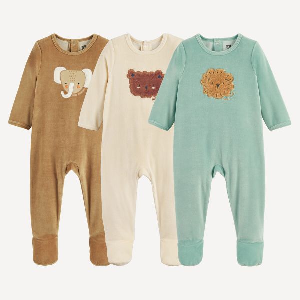 La Redoute Collections La Redoute Collections Lote De 3 Pijamas De Terciopelo Con Motivo De Animales. Talla 86 Cm (2 Años). Color 