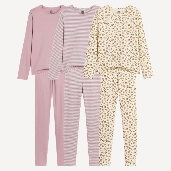  La Redoute Collections La Redoute Collections Lote De 3 Pijamas: Liso, A Rayas Y Animal Print. Talla 150 Cm (12 Años). Color 