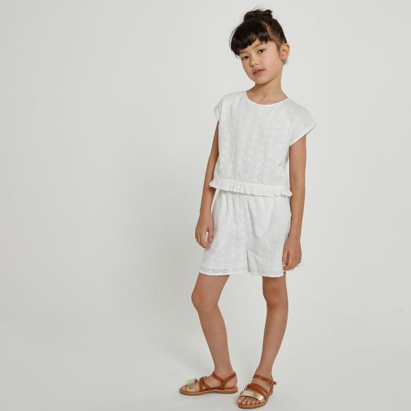  La Redoute Collections La Redoute Collections Mono Con Short Con Detalle De Volante Y Bordado Inglés. Talla 132 Cm (9 Años). Color 
