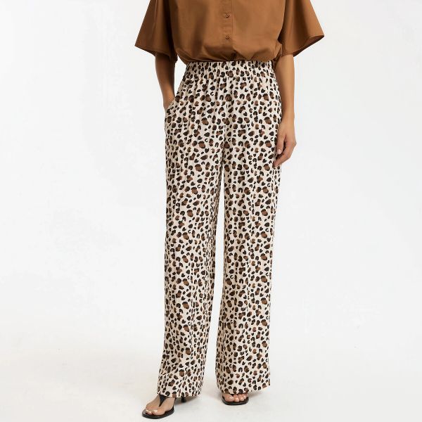  La Redoute Collections La Redoute Collections Pantalón Ancho De Cintura Elástica Con Estampado De Leopardo. Talla Xs. Color 