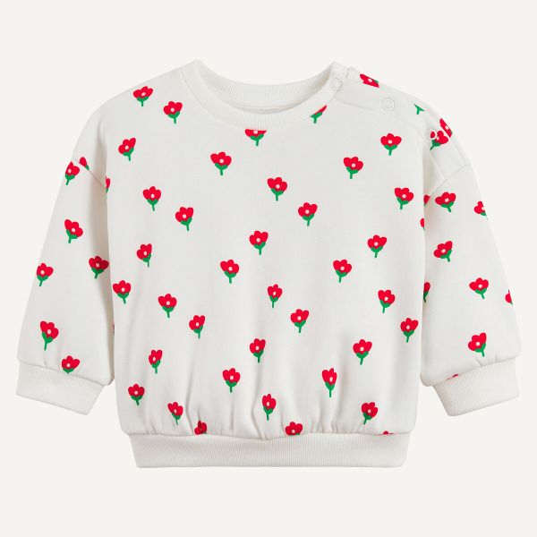  La Redoute Collections La Redoute Collections Sudadera Con Cuello Redondo Y Botones De Presión, Estampado Floral. Talla 74 Cm (12 Meses). Color 