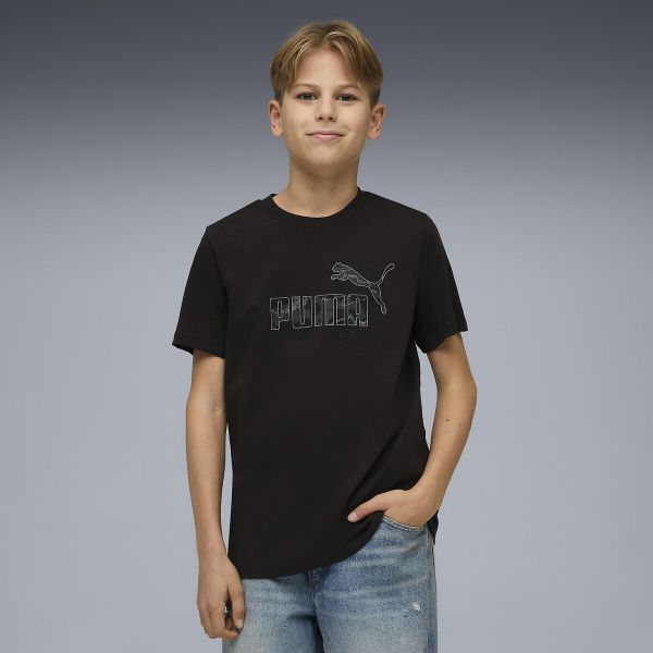  Puma Puma Camiseta De Manga Corta, Con Logotipo, Estampado De Camuflaje. Talla 120/126 Cm (7/8 Años). Color 