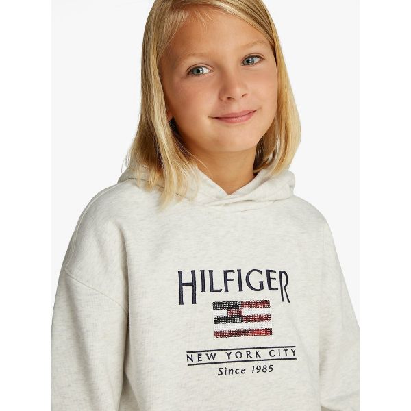  Tommy Hilfiger Tommy Hilfiger Sudadera Con Capucha, Logotipo Con Lentejuelas, De Felpa. Talla 156 Cm (14 Años). Color 