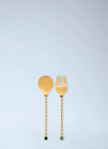  Bitossi Home Bitossi Home Torchon Salad Server Set -  Kitchen Gold One Size 