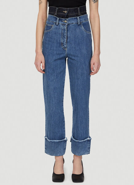  Rokh Rokh Contrast Waistline Jeans  - Frau Jeans Blue Fr - 40 