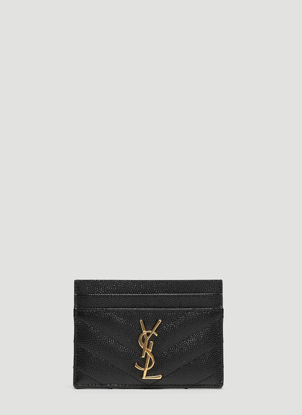  Saint Laurent Saint Laurent Monogram Grain De Poudre Matelassé Card Case - Frau Geldbörsen & Kartenhalter Black One Size 