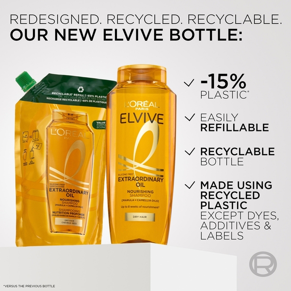  L'oréal Paris Loréal Paris Elvive Extraordinary Oil Nourishing Shampoo With Marula & Camellia Oils For Dry Hair 500ml 