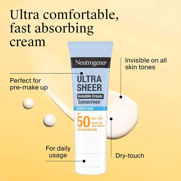  Neutrogena Neutrogena Ultra Sheer Invisible Cream Sunscreen Hydration Spf50 