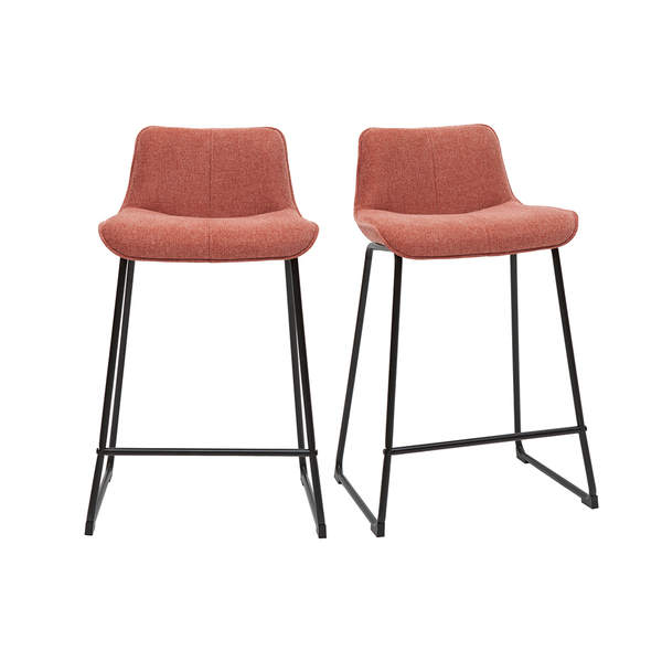  Miliboo Set De 2 Taburetes De Cocina Fijos Efecto Aterciopelado Texturizado Terracota Con Pata De Metal 65 Cm Boost 