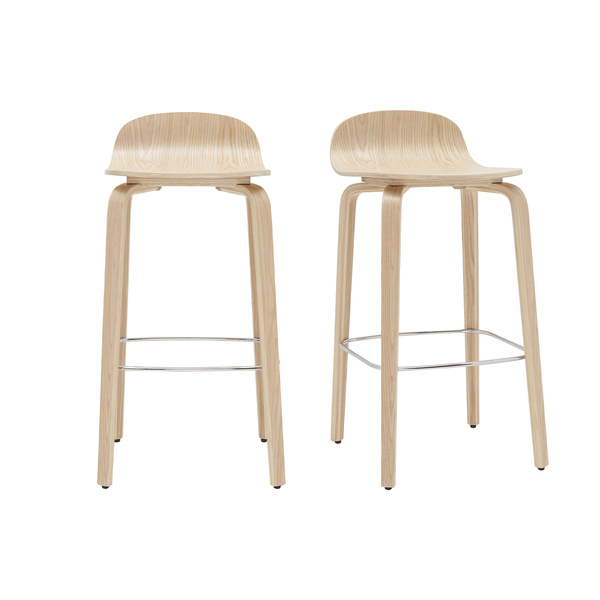  Miliboo Set De 2 Taburetes De Cocina Nórdicos De Madera De Roble 68 Cm Obra 