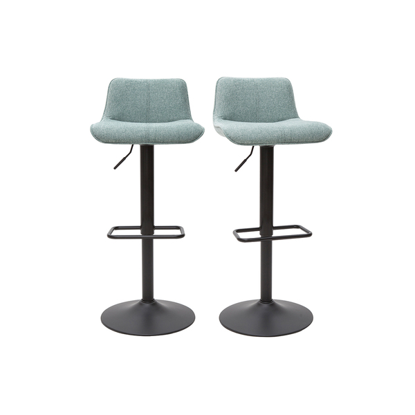  Miliboo Set De 2 Taburetes De Cocina Regulables de Tejido Efecto Aterciopelado Texturizado Verde Celadón Y Metal Negro Boost 