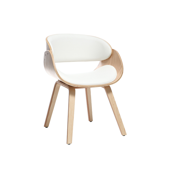  Miliboo Silla Blanca Y Madera Clara Bent 