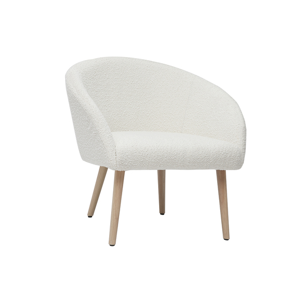  Miliboo Sillón Blanco Efecto Borreguillo Con Patas De Madera Clara Olivia 