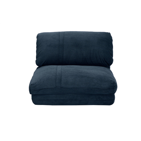 Miliboo Sillón Convertible De 1 Plaza En Tela De Terciopelo Acanalado Azul Oscuro Spencer 