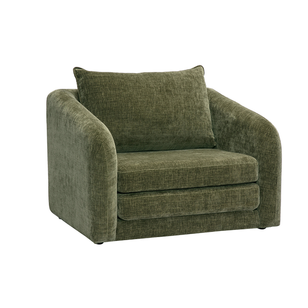  Miliboo Sillón Convertible En Tela Efecto Terciopelo Texturizado Verde Caqui Mahaut 