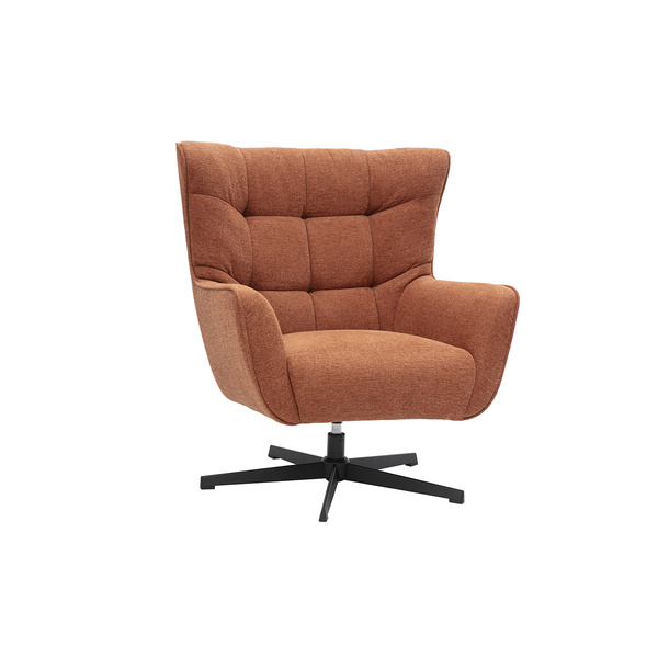 Miliboo Sillón Escandinavo Giratorio En Tela Efecto Terciopelo Texturado Tierra Quemada Y Metal Avery 