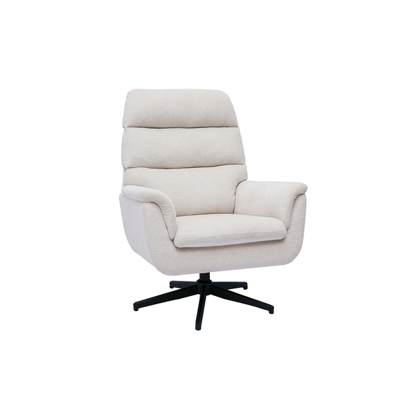  Miliboo Sillón Giratorio De Tela Chenilla Beige Y Metal Negro Jonah 