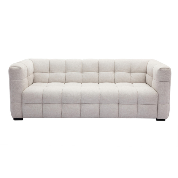  Miliboo Sofá Moderno 3 plazas De Tejido Efecto Aterciopelado Texturizado Beige Corto 