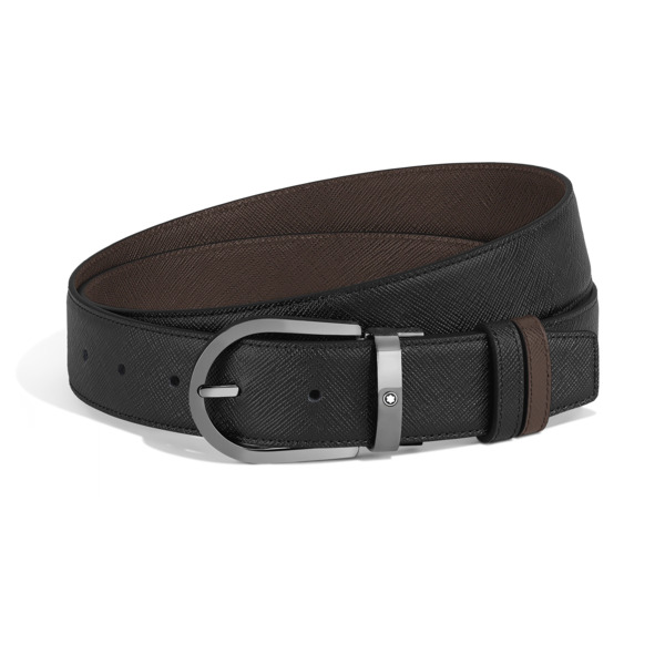  Montblanc - Cinturón Reversible De Piel Sartorial De 35 Mm Con Hebilla En Forma De Herradura - Negro - Mb222357 - Cinturones 