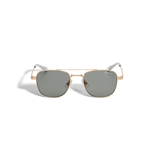  Montblanc - Gafas De Sol Cuadradas Con Montura De Metal Color Dorado - Oro - Acero - Mb134464 - Gafas De Sol 
