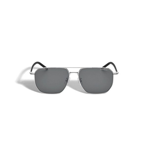  Montblanc - Gafas De Sol Cuadradas Con Montura De Metal Color Plateado - Plata - Acero - Mb134463 - Gafas De Sol 