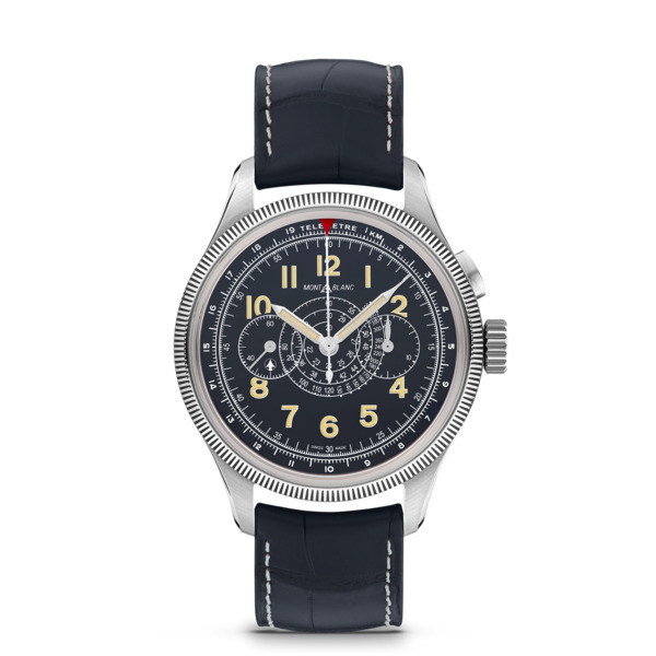  Montblanc - Montblanc 1858 Minerva Monopusher Chronograph Red Arrow Edición Limitada - 88 Piezas - Negro - Acero, Dorado Gris - Mb129614 - Reloj 