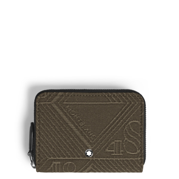  Montblanc - Minicartera Para 2 Tarjetas Con Cremallera De Jacquard 4810 - Caqui - Tejido Y Piel - Mb220263 - Carteras 