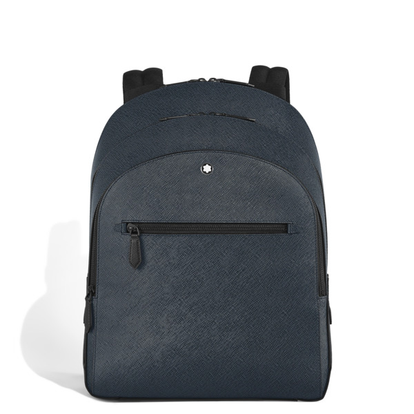  Montblanc - Mochila Mediana Con 3 Compartimentos De Piel Sartorial - Azul Tweed - Piel - Mb222115 - Mochilas 