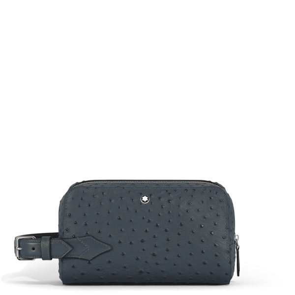  Montblanc - Neceser De Piel Con Grabado Avestruz - Azul Terciopelo - Piel - Mb199016 - Bolsos De Mano 