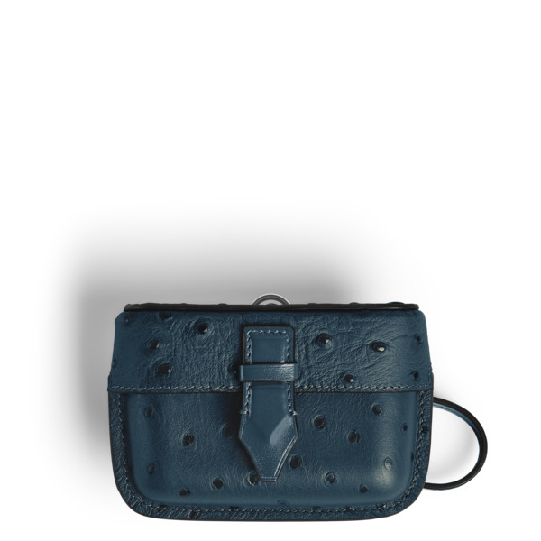  Montblanc - Nib Estuche Para Accesorios Con Bandolera De Piel Con Grabado Avestruz - Azul Terciopelo - Piel - Mb220477 - Accesorios Para Bolsos 