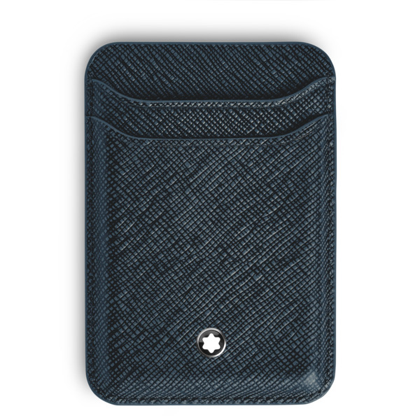  Montblanc - Tarjetero Para 2 Tarjetas De Crédito Para Iphone Con Magsafe De Piel Sartorial - Azul Tweed - Piel - Mb220400 - Carteras 