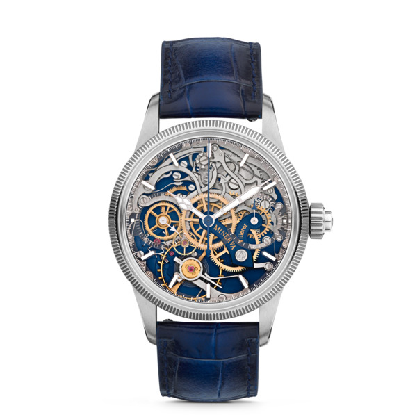  Montblanc - Montblanc 1858 The Unveiled Minerva Chronograph Edición Limitada - 100 Piezas - Azul - Acero, Dorado Gris - Mb133296 - Reloj 
