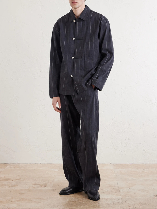  A Kind Of Guise - Samurai Straight-leg Striped Cotton And Linen-blend Trousers - Men - Black - It 48 