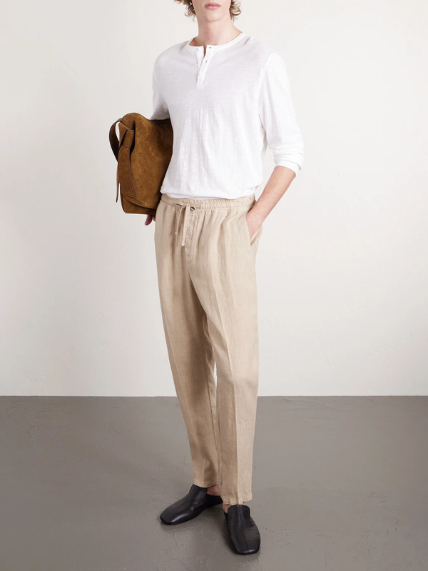  Altea - Mattia Straight-leg Linen Drawstring Trousers - Men - Neutrals - S 