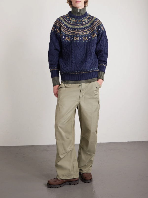  Beams Plus - Cable-knit Wool Sweater - Men - Blue - L 