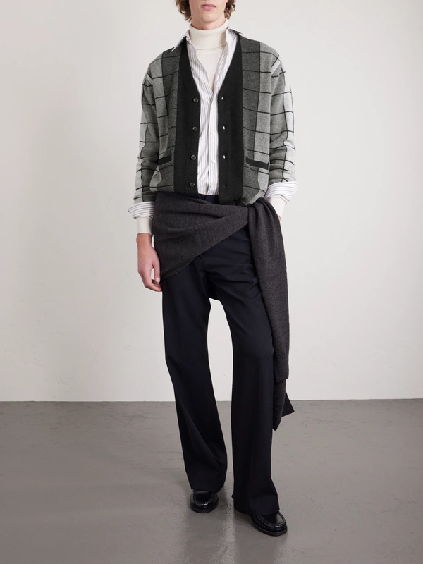  Beams Plus - Checked Wool Cardigan - Men - Black - S 
