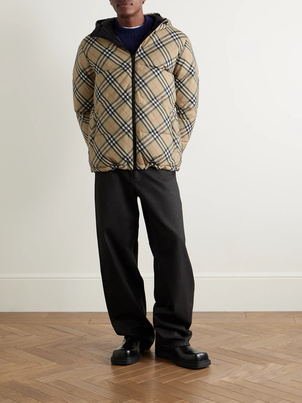  Burberry - Reversible Checked Quilted Shell Hooded Down Jacket - Men - Neutrals - S 